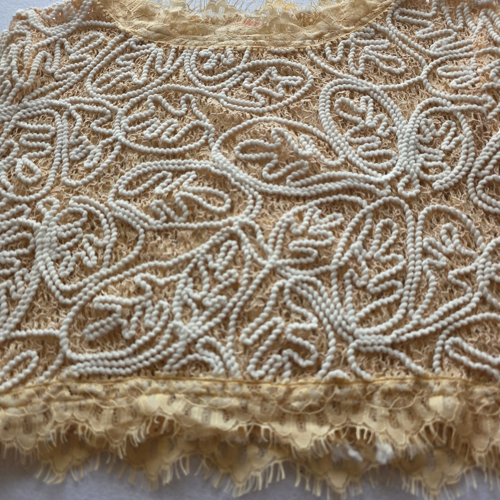 Luxxel Beige Peach and White Embroidered Crop Top - Picture 4 of 9